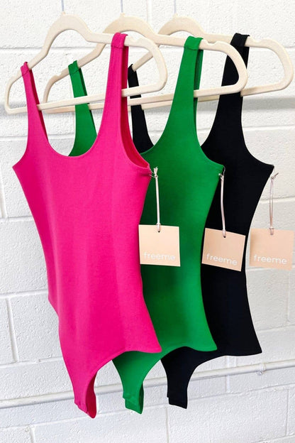 Essential Scoop Neck Bodysuit (Fuchsia)