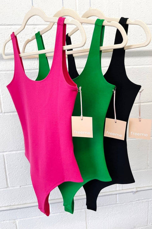Essential Scoop Neck Bodysuit (Fuchsia)