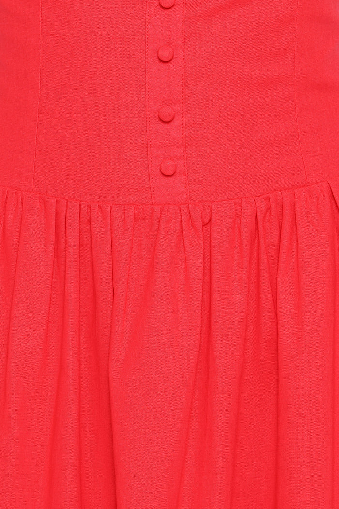 Petal and Pup USA DRESSES Evie Button Front Maxi Dress - Red