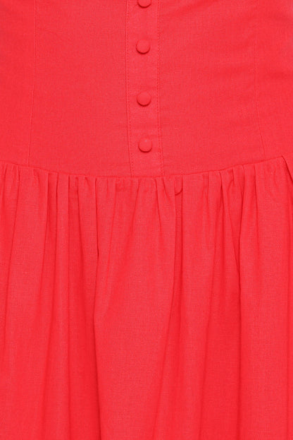 Petal and Pup USA DRESSES Evie Button Front Maxi Dress - Red