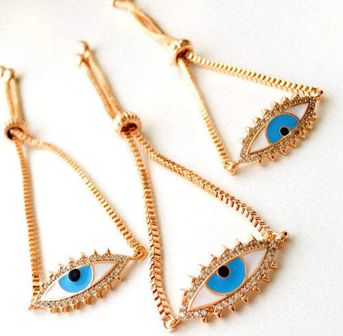 Eye-Shaped Evil Eye Adjustable Bracelet