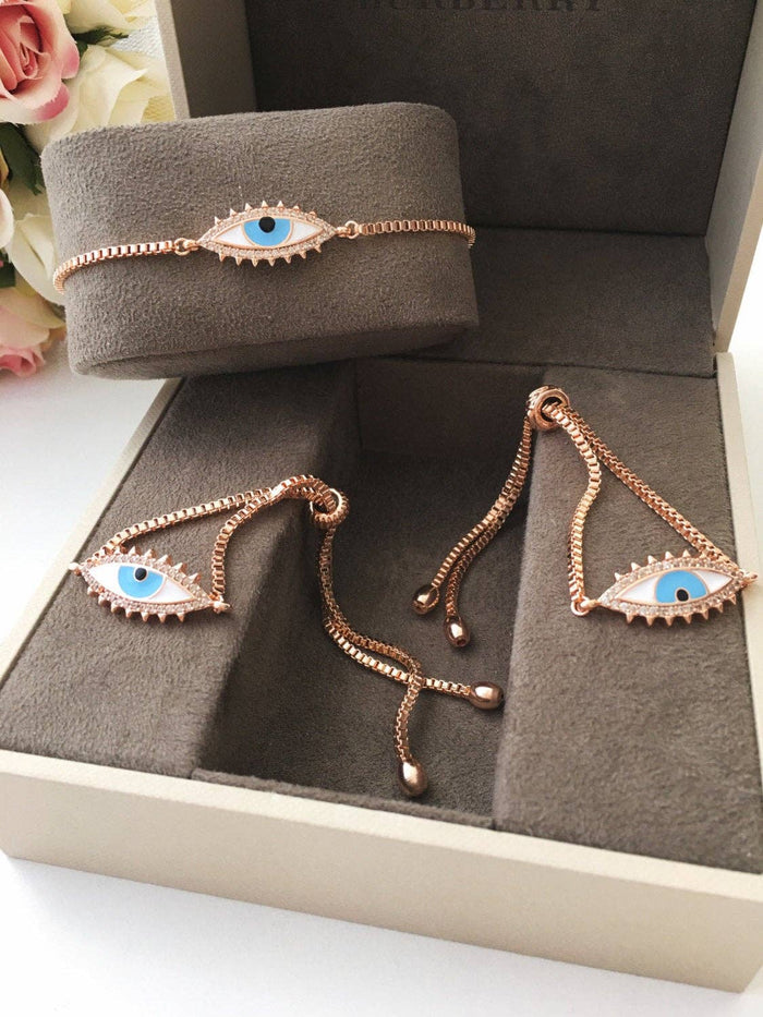 Eye-Shaped Evil Eye Adjustable Bracelet