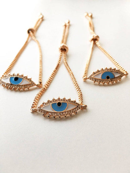 Eye-Shaped Evil Eye Adjustable Bracelet