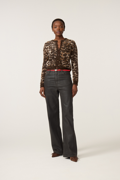 Fabienne Chapot Henry Leopard Cardigan Toffee/Camel Club worn by model Shop Fabienne Chapot at Dotique