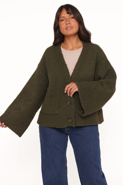 Petal and Pup USA KNITWEAR Fern Wide Sleeve Cardigan - Olive