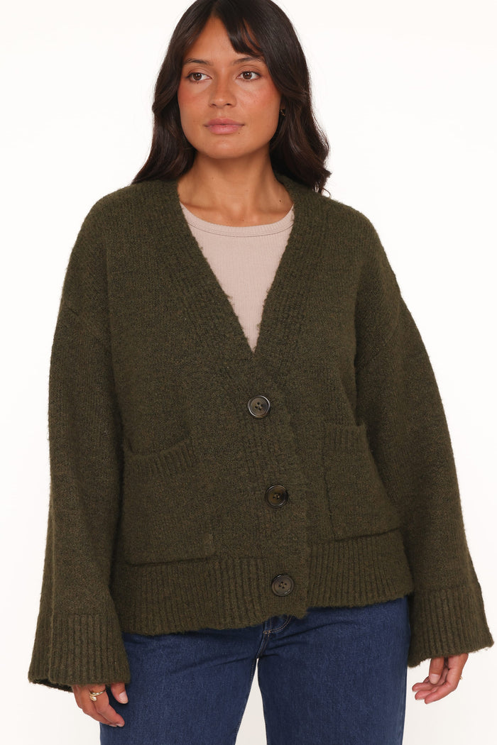 Petal and Pup USA KNITWEAR Fern Wide Sleeve Cardigan - Olive