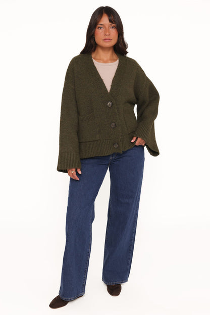 Petal and Pup USA KNITWEAR Fern Wide Sleeve Cardigan - Olive