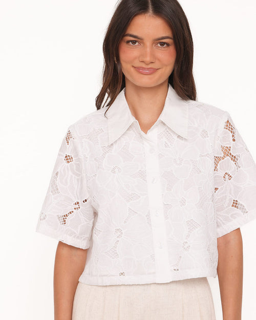 Petal and Pup USA TOPS Fidelma Cropped Shirt - White