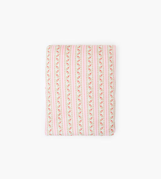 The Fitted Sheet - Pink Floral Dot Stripe