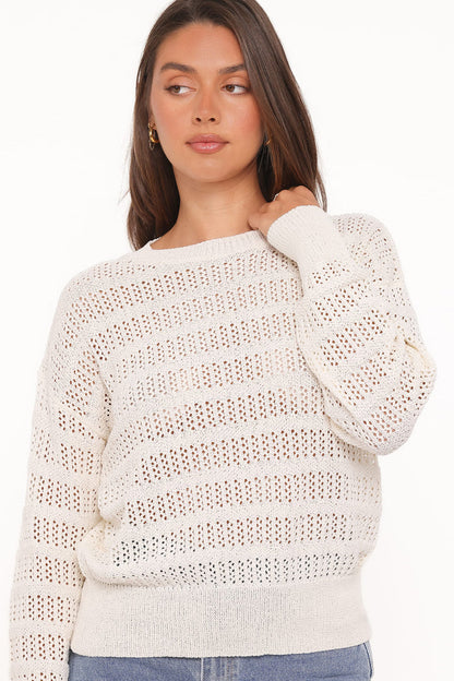 Petal and Pup USA KNITWEAR Flavia Open Stitch Sweater - Cream