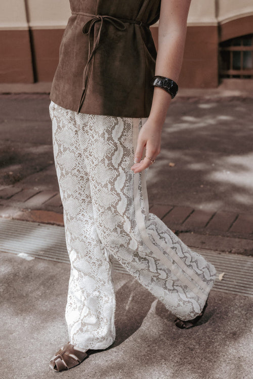BOTTOMS Fletcher Denim Racer Pants - Snake Print