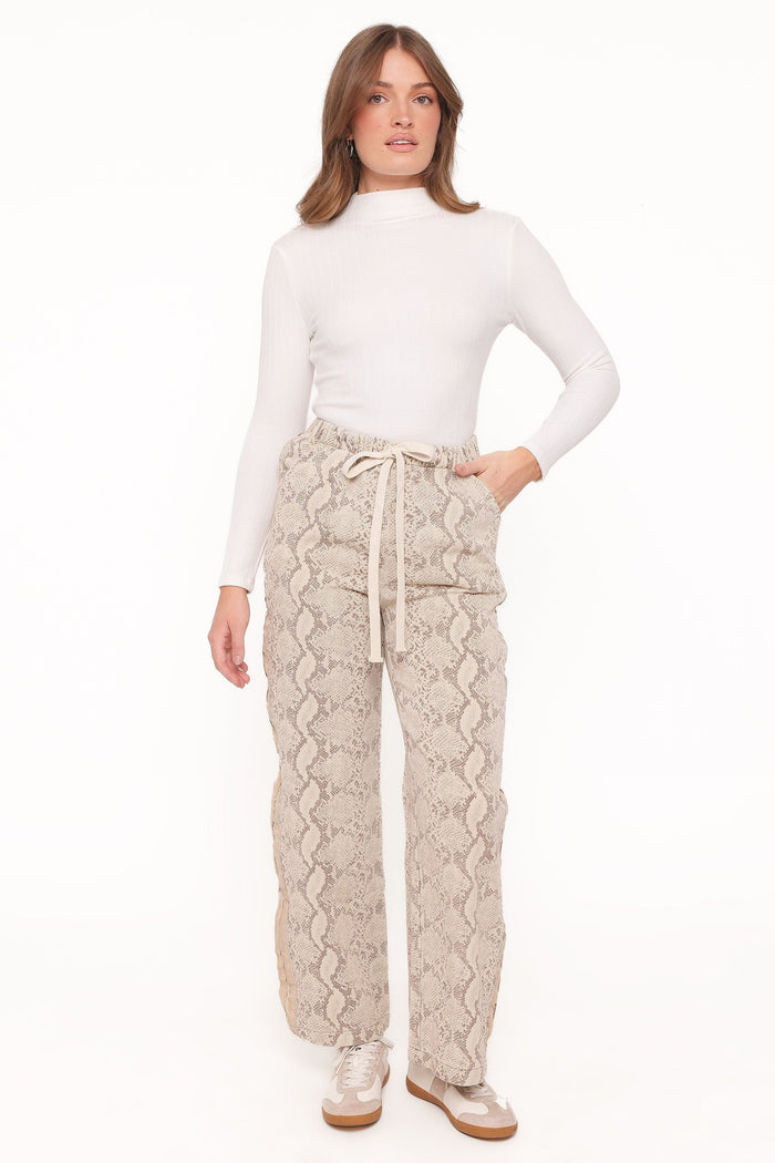 Petal and Pup USA BOTTOMS Fletcher Denim Racer Pants - Snake Print