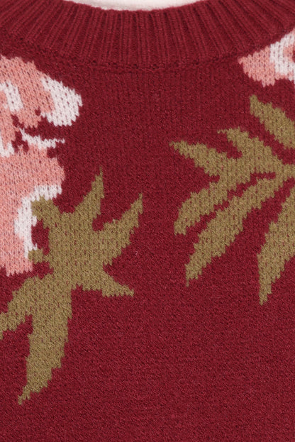 Petal and Pup USA KNITWEAR Ford Sweater - Burgundy Pink Floral