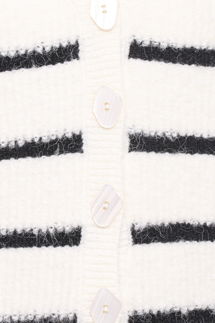 Petal and Pup USA KNITWEAR Frances Button Front Cardigan - Ivory Stripe