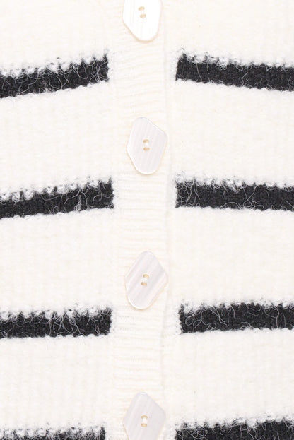 Petal and Pup USA KNITWEAR Frances Button Front Cardigan - Ivory Stripe