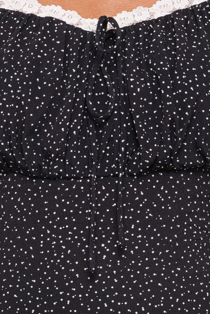 Petal and Pup USA DRESSES Francine Lace Midi Dress - Black Polka Dot