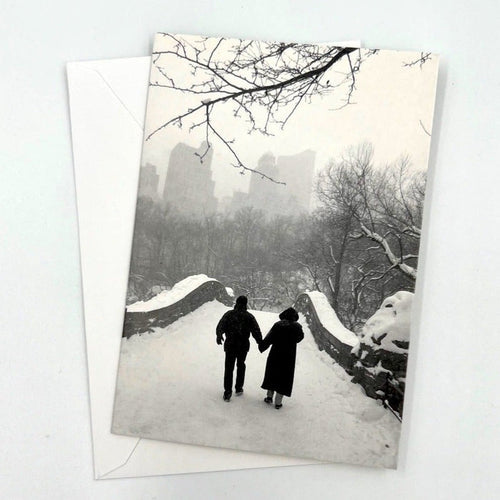 Friends on a Bridge in Winter Greeting Card - pack of 6