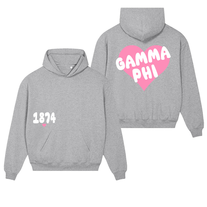 Gamma Phi Beta Boxy Heart Pullover Hoodie