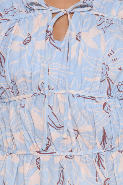 Petal and Pup USA TOPS Germaine Ruched Top - Blue Flannel Floral