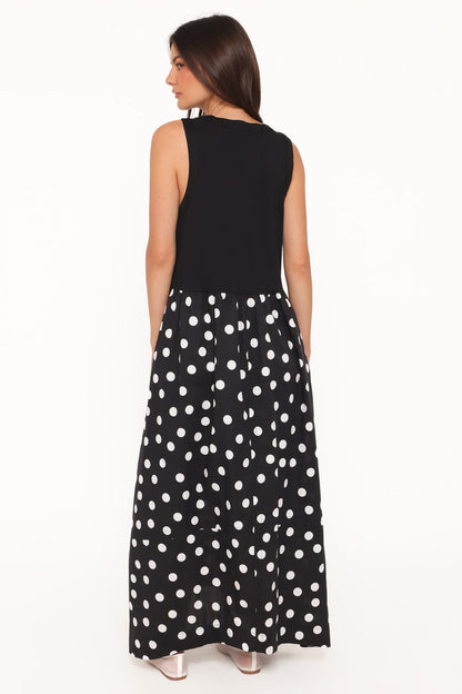 Petal and Pup USA DRESSES Glenda Maxi Dress - Black Polka Dot
