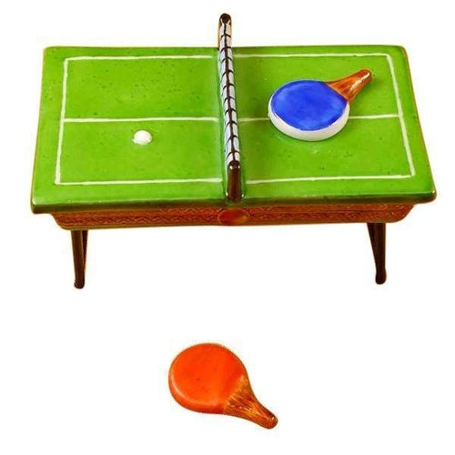 Green Ping Pong Table Porcelain Limoges sports French Trinket Box