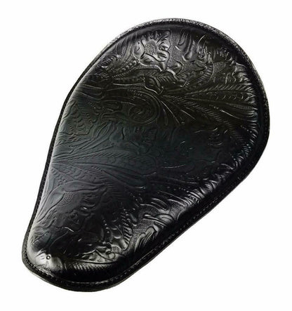 Harley Sportster Chopper Bobber Honda Yamaha Seat 11x14 Black Tooled Leather - Mother Road Customs