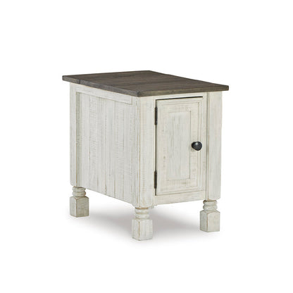 Havalance Side Table in white with USB port from Signature Design by Ashley