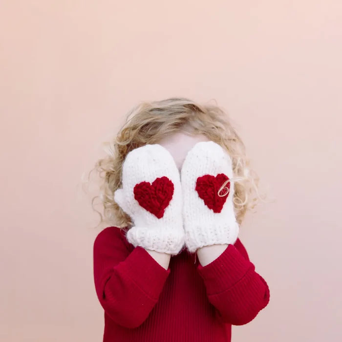 Heart Mittens - Red