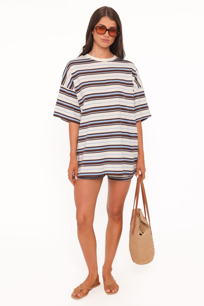Petal and Pup USA SETS Hellen Stripe Short Set - Brown Multi Stripe