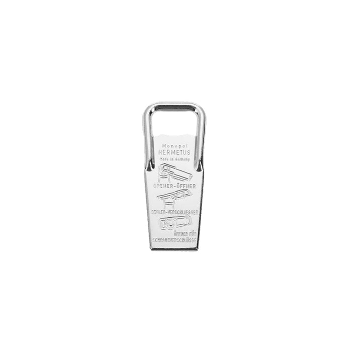 Silver Hermetus bottle opener and sealer on white background