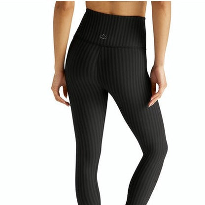 High Waisted Midi Legging - Black Stripe