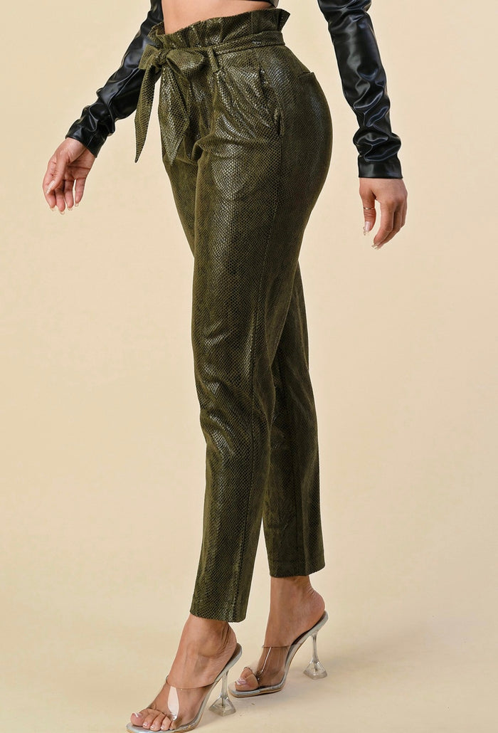 Hunter Green Snake Print Pant