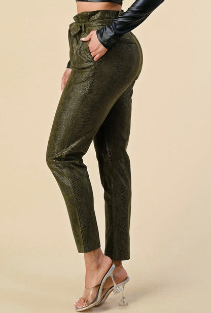 Hunter Green Snake Print Pant