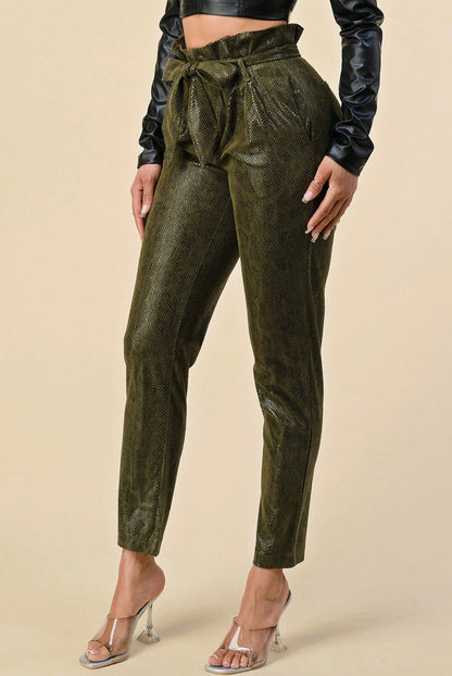Hunter Green Snake Print Pant