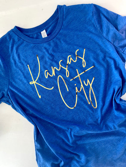 Gold Foil Kansas City Tee (Royal Blue)