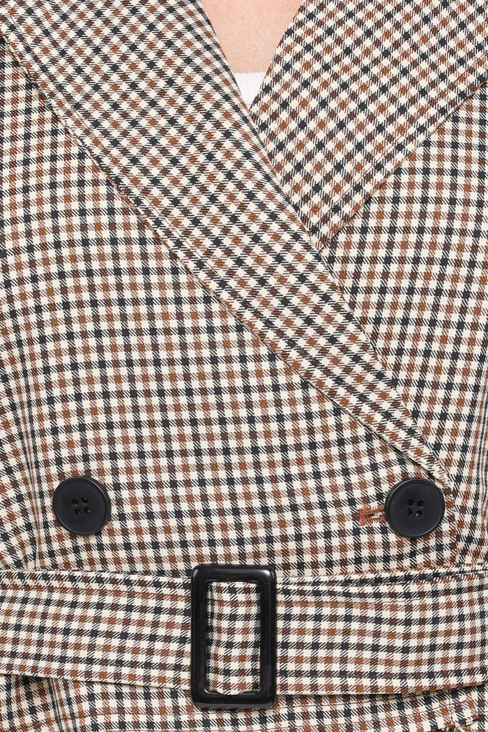 Petal and Pup USA OUTERWEAR Izzi Crop Trench Jacket - Black/Brown Plaid