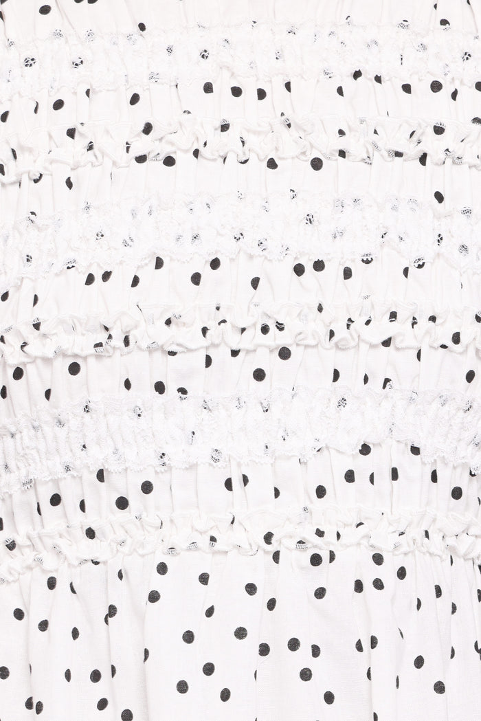 Petal and Pup USA DRESSES Jaclyn Mini Dress - White Polka Dot