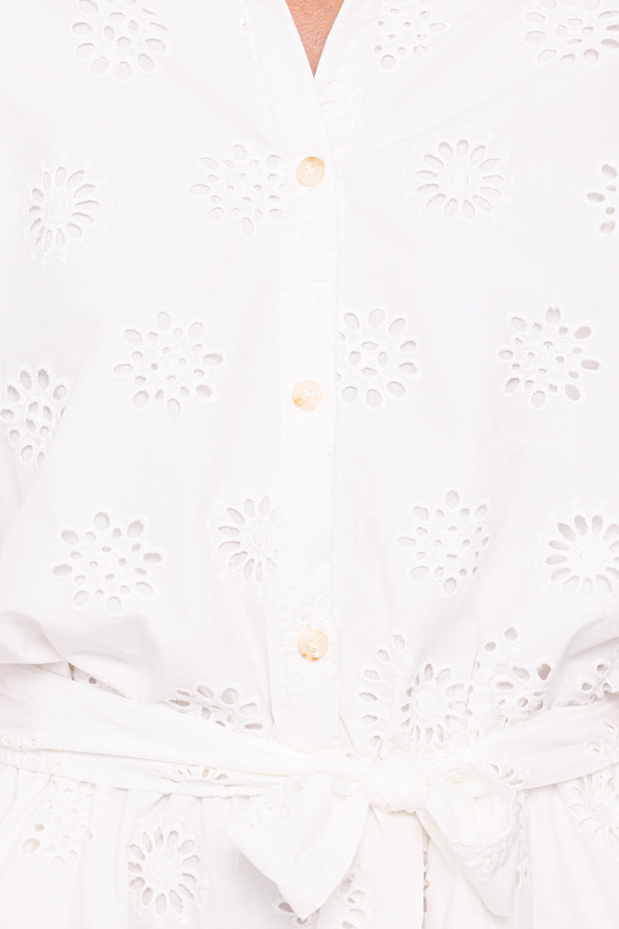 Petal and Pup USA PLAYSUITS Jamie Tie Front Romper - White Broderie