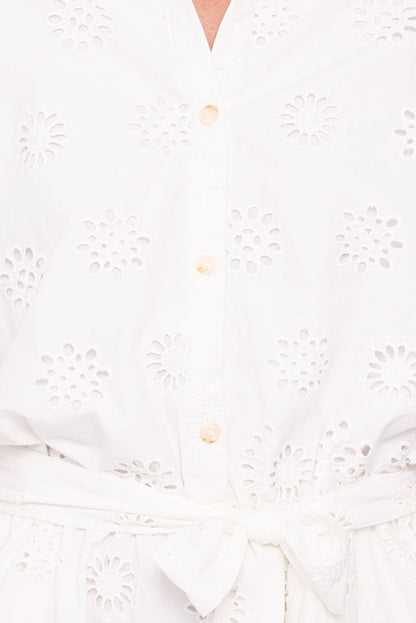Petal and Pup USA PLAYSUITS Jamie Tie Front Romper - White Broderie