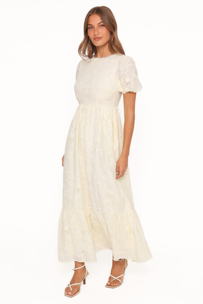 Petal and Pup USA DRESSES Janice Maxi Dress - Butter Yellow Broderie