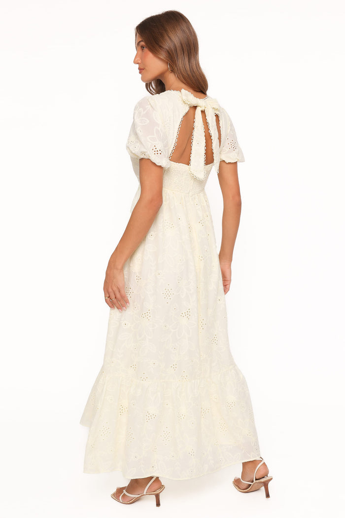 Petal and Pup USA DRESSES Janice Maxi Dress - Butter Yellow Broderie
