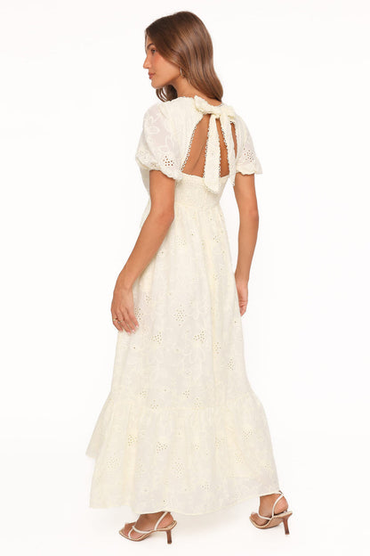 Petal and Pup USA DRESSES Janice Maxi Dress - Butter Yellow Broderie