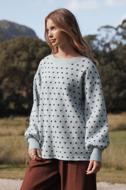 Petal and Pup USA KNITWEAR Jax Knit Sweater - Blue Polka Dot