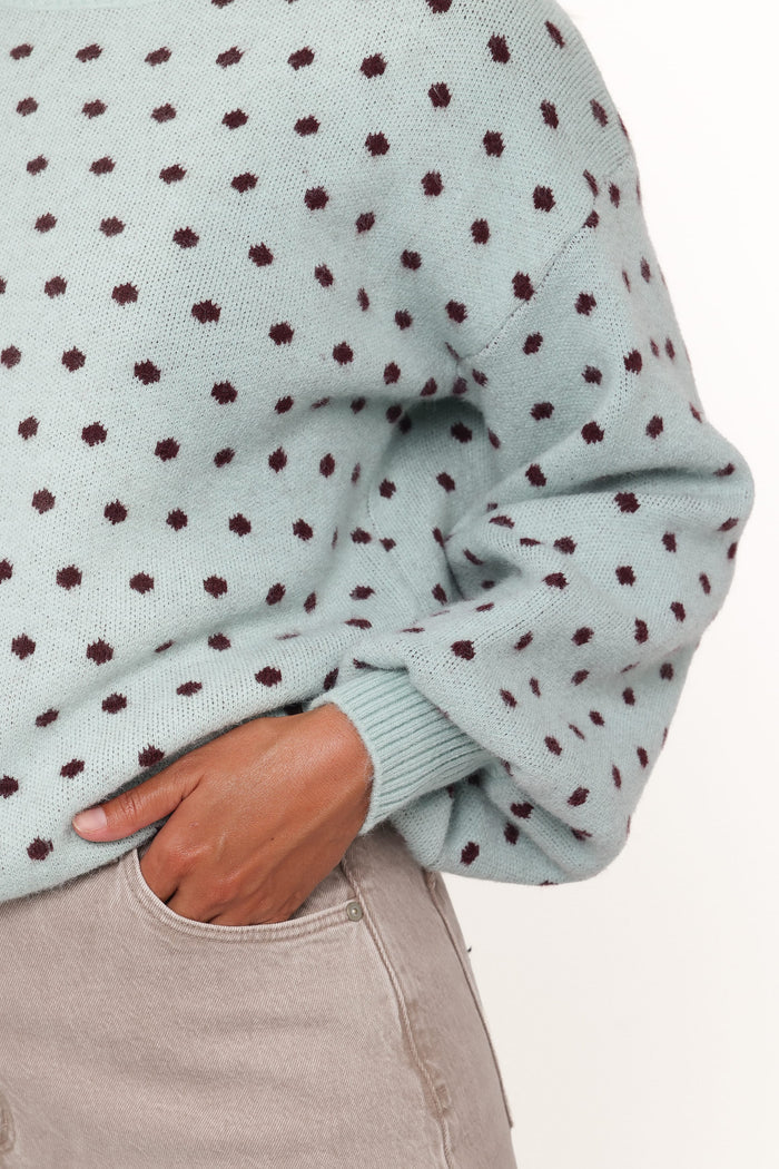 Petal and Pup USA KNITWEAR Jax Knit Sweater - Blue Polka Dot