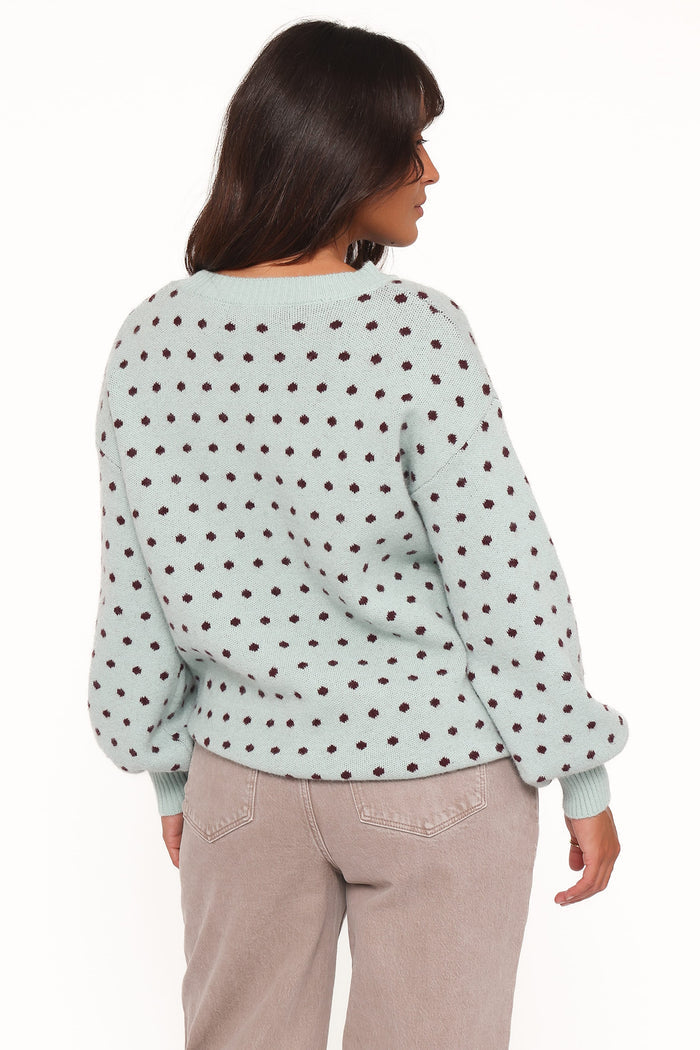 Petal and Pup USA KNITWEAR Jax Knit Sweater - Blue Polka Dot