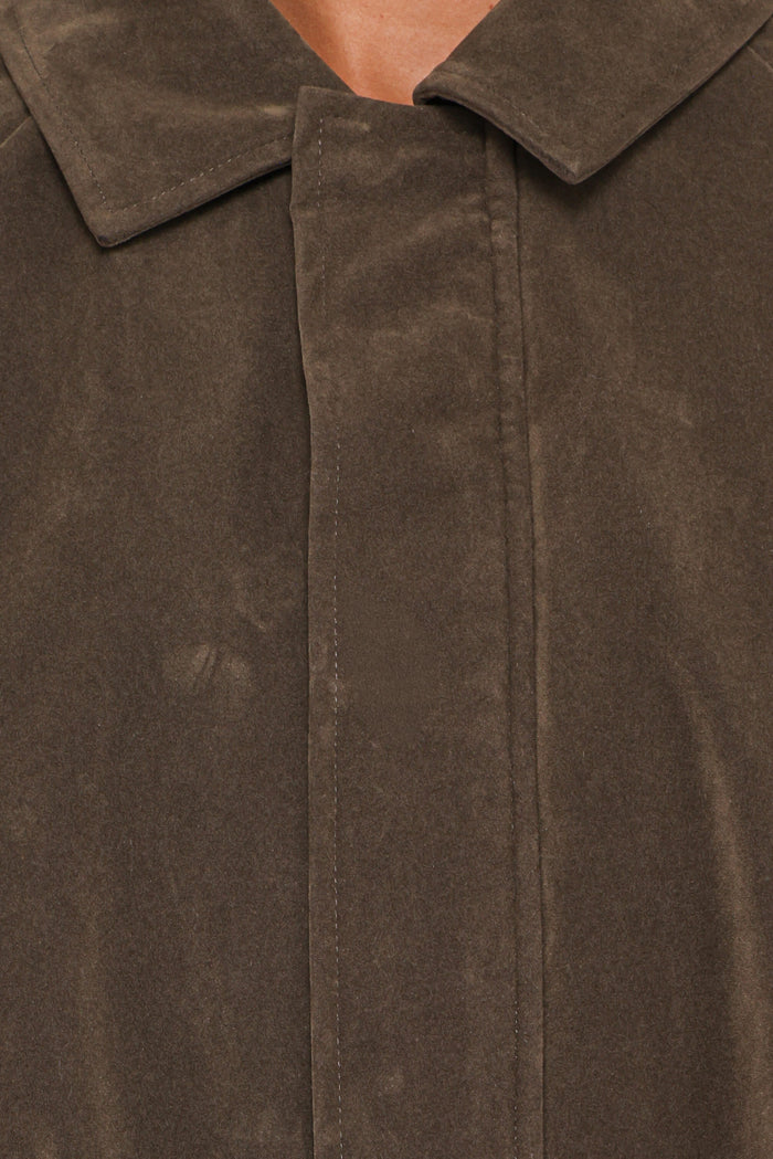 Petal and Pup USA OUTERWEAR Jensen Faux Suede Bomber Jacket - Olive