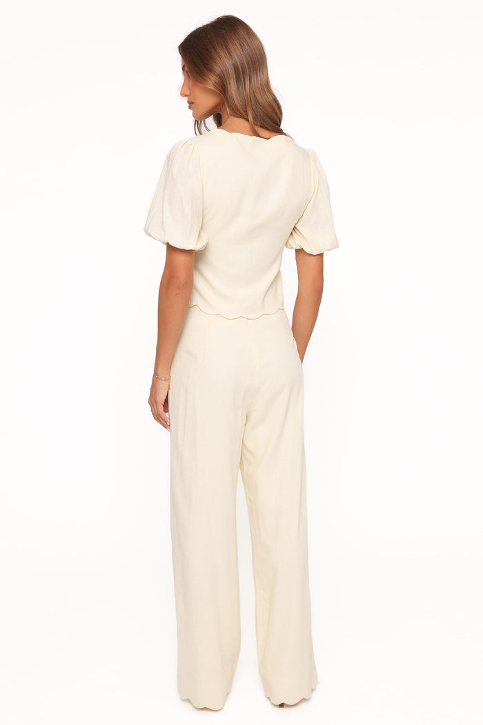 Petal and Pup USA BOTTOMS Jensen Scallop Hem Pant - Butter Yellow