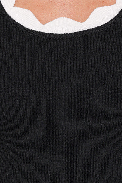 Petal and Pup USA TOPS Johnson Scalloped Trim Tank - Black White