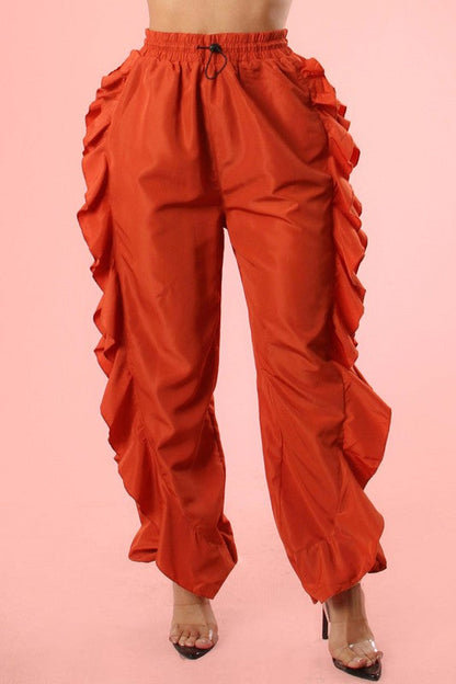 Joseline Ruffled Joggers (Rust)