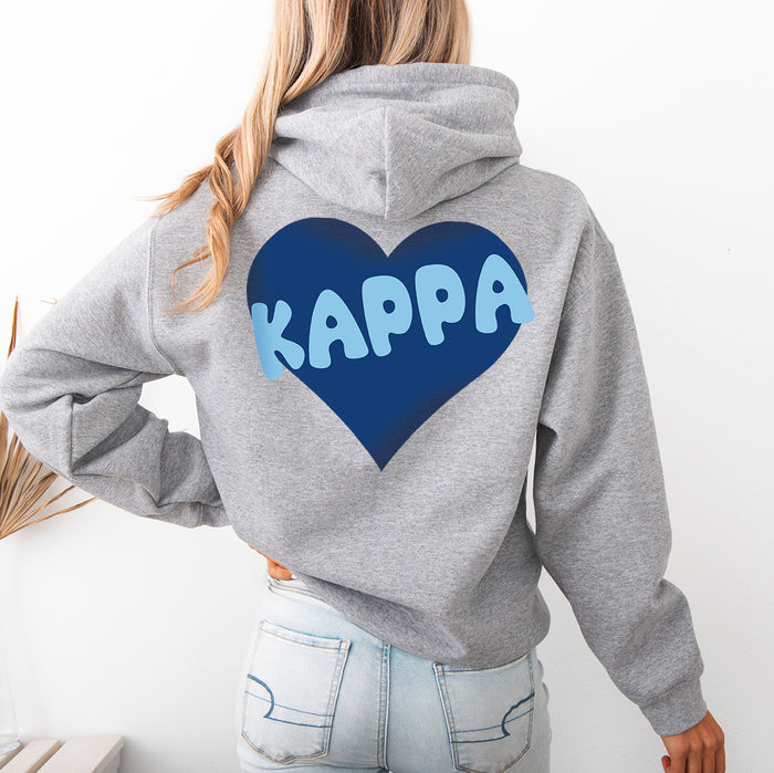 Kappa Kappa Gamma Boxy Heart Pullover Hoodie - Grey